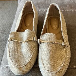 Rachael Zoe Beige Loafers with Gold Accent